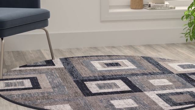 American Gaming Supply Gideon Collection Geometric 5'x5' Round Olefin Area Rug with Cotton Backing смотреть онлайн