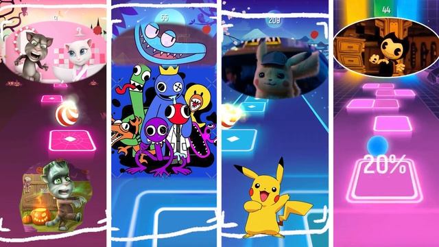 Talking Tom 🆚 Rainbow Friends 🆚 Pikachu 🆚 Bendy | Tiles Hop Game смотреть онлайн