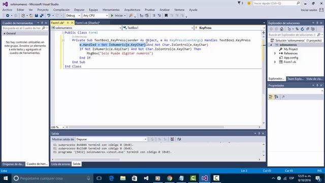 Escribir solo numeros en Textbox de Visual Basic (Visual Studio 2015) смотреть онлайн