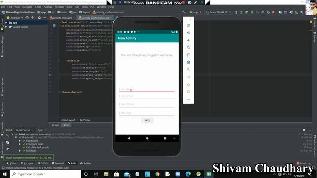Simple Registration form Application with code | Android Studio 2019 смотреть онлайн