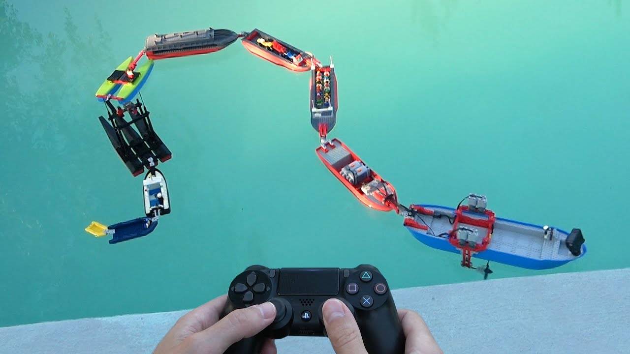 10 соединенных LEGO-лодок = Лодочный поезд смотреть онлайн