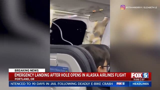 Alaska Airlines Flight Makes Emergency Landing After Hole Opens Up In Cabin смотреть онлайн