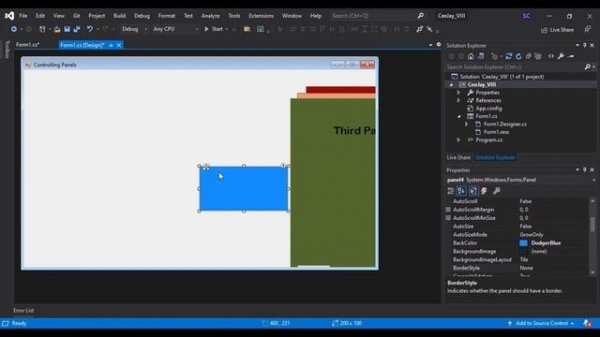 WinForms application C#( How to control panels in windows form app C#)