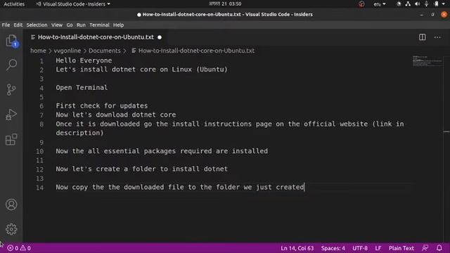 Install Dotnet Core On Linux (Ubuntu 20.4 LTS) | VVGonline