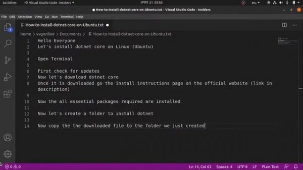 Install Dotnet Core on Linux (Ubuntu 20.4 LTS) | VVGonline