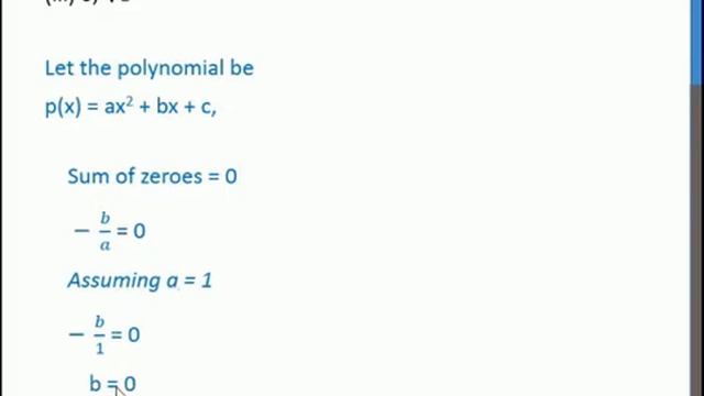 Ex 2.2, 2 (iii) - Find a quadratic polynomial with sum of zeros 0, and - Teachoo смотреть онлайн