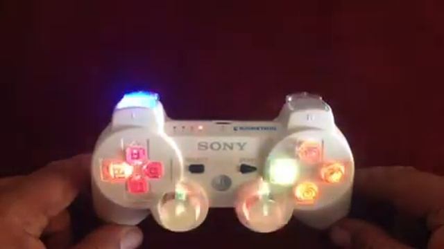 White dualshock3 w clear buttons and slow n fast flash rainbow leds смотреть онлайн