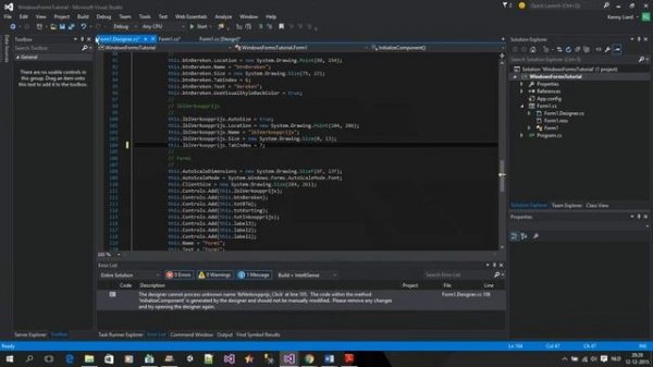 Windows Forms Application Tutorial in Visual Studio 2015
