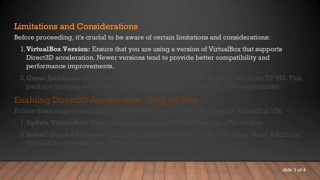 Unlocking Direct3D Acceleration for Windows XP VirtualBox VM смотреть онлайн