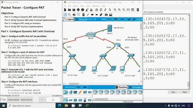 6.6.7 Packet Tracer - Configure PAT