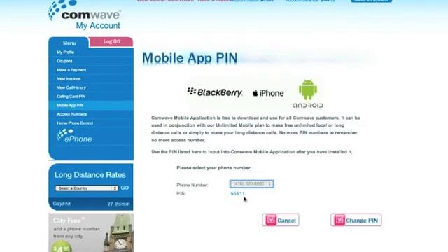 Comwave Mobile PIN Configuration for Android, Blackberry & iPhone смотреть онлайн