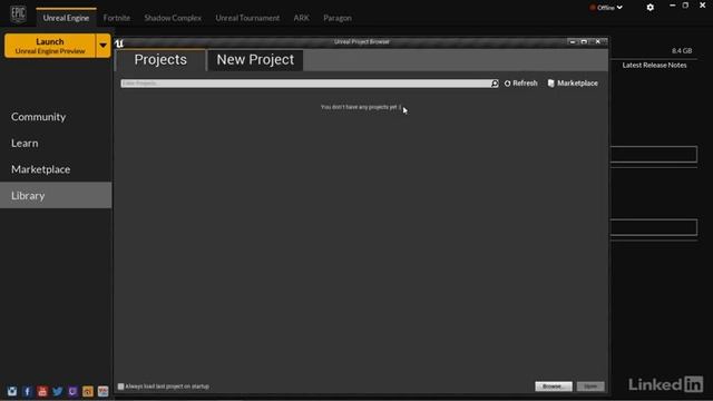 03 Using the Epic Games Launcher and creating a new project смотреть онлайн
