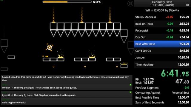 Geometry Dash 1-8 100% (Classic) Speedrun in 12:00.47 (WR) смотреть онлайн