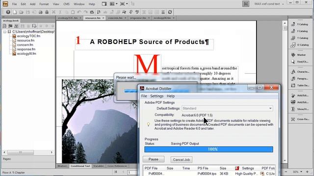 Adobe TCS FrameMaker publish to HTML5 via RoboHelp with "Defaults" смотреть онлайн