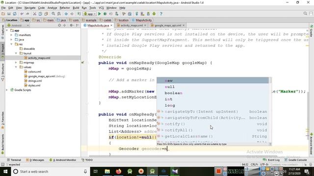 Mapview with search option in android studio (Ex-13) смотреть онлайн