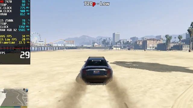 Grand Theft Auto V/5 | AMD HD 7470 + i5 2500k | 720p, 600p, Low смотреть онлайн