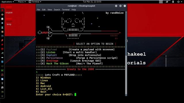 Ezsploit Create Payload Windows,Android,Linux and MAC on Kali Linux 2016 2 смотреть онлайн