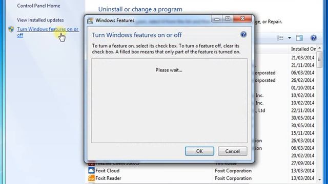 Mở .NET Framework 3.5 Windows 7