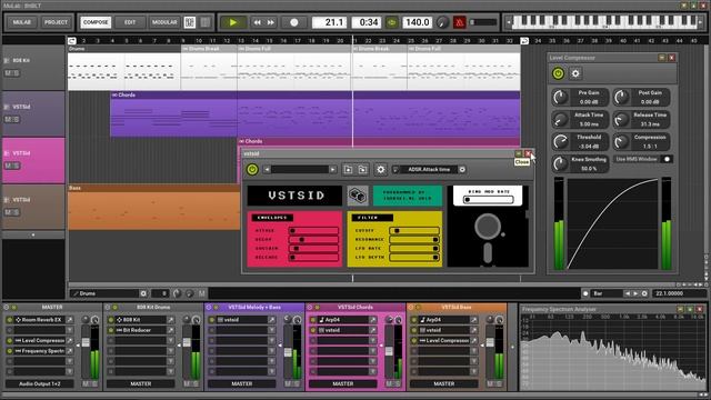 BitBLT - VSTSid chiptune at 140BPM in MuLab смотреть онлайн