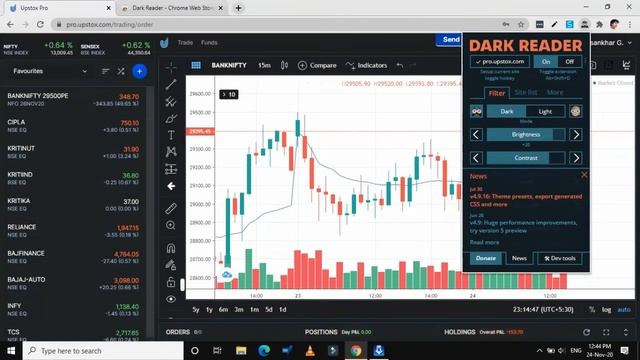 How to Enable Dark Mode in Upstox with Dark reader Extension смотреть онлайн