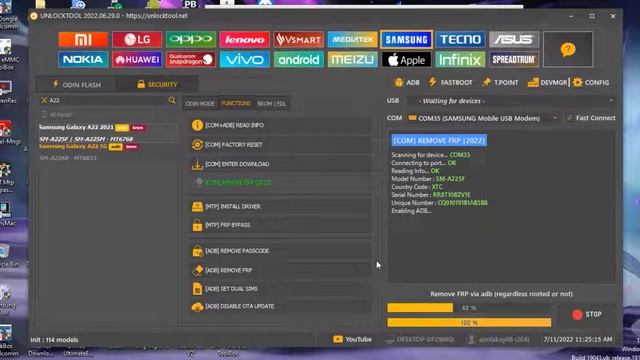 A225F A22 2021 FRP UNLOCKTOOL смотреть онлайн