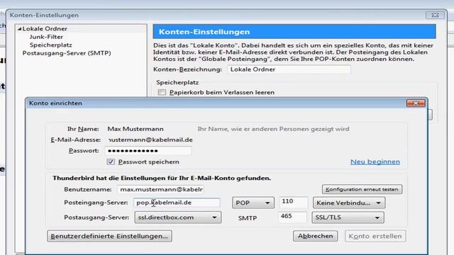 Kabelmail Tutorial POP3 Thunderbird смотреть онлайн