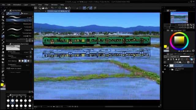 Clip Studio Paint PRO, EX: 【Line Extraction, Clip to layer below】 How to Extract Lines from a Train смотреть онлайн