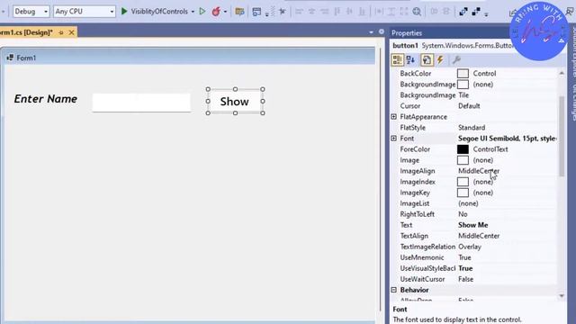 Form control visibility using C# смотреть онлайн