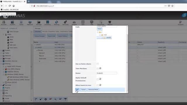 FreeNAS 11.2 Windows file and folder sharing and permissions tutorial. смотреть онлайн