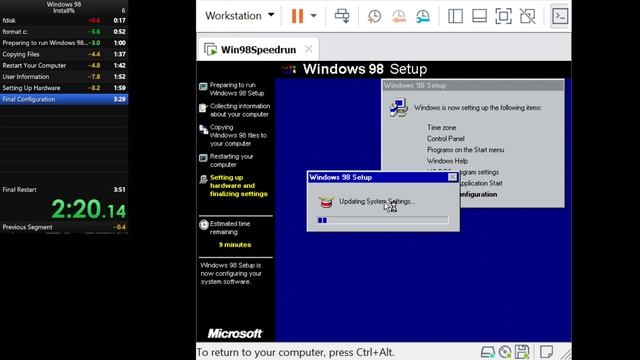 Win 98 SE Speedrun Install%: 3:38.25 (WR?) (PB) смотреть онлайн