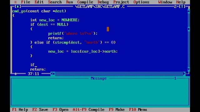 Programming a text adventure in DOS with Borland Turbo C - Part 4: the command "go" смотреть онлайн