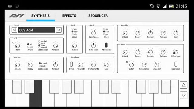 Analog style sequencer + VA Synthesizer on Android смотреть онлайн