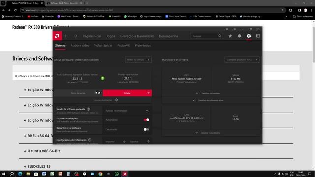 ATUALIZOU NOVO DRIVER 24.1.1 OFICIAL DA AMD PARA RX 580!! 2024!! смотреть онлайн