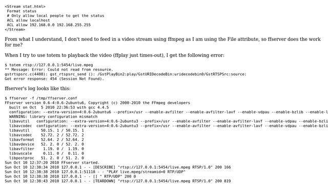 Ubuntu: How can I get ffserver to work? смотреть онлайн