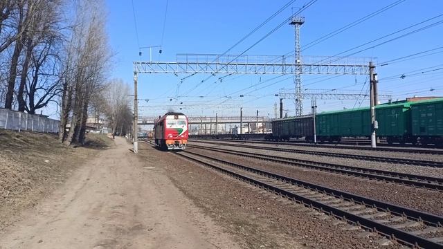 Тепловоз ТЭП70БС резервом следует по ст.Минск-Сортировочный смотреть онлайн
