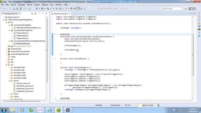 Tabhost + ViewPager + Sliding menu in android Part 1 смотреть онлайн