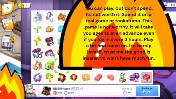 Why you shouldn't spend or play the game Horny Villa. Its a complete pay to do anything merger game