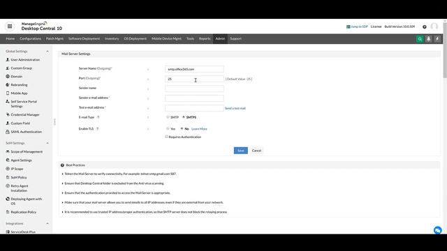 How to configure Mail Server Settings in Endpoint Central смотреть онлайн