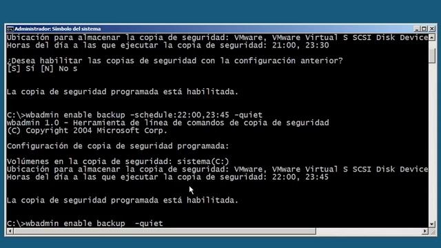 BACKWIN10: WBADMIN. Modificar programación de Backup existente. Windows Server 2008. Modo Comando. смотреть онлайн