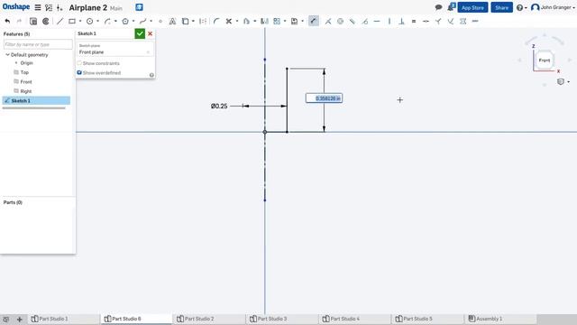 Onshape Project - Airplane - Step 6 - Create The Propeller Pin