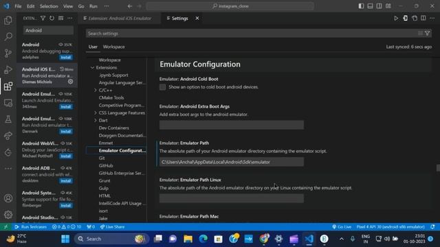 Open android emulator in VS code using extension смотреть онлайн