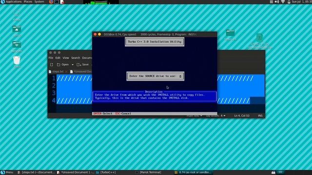 Installing TurboC++ on Linux using dosbox смотреть онлайн