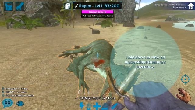 How to tame a Raptor for low level players Ark Mobile (updated) смотреть онлайн