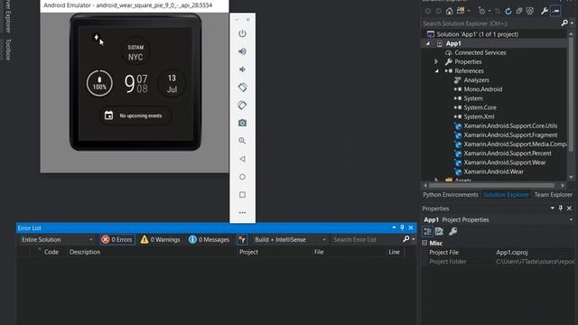 Android Wear App in Visual Studio 2019 (Getting Started) смотреть онлайн