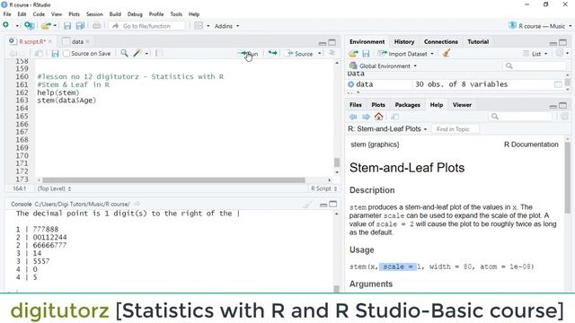 How to make Stem & Leaf in R | R code for Stem Leaf plot | R tutorials For beginners | digitutorz смотреть онлайн