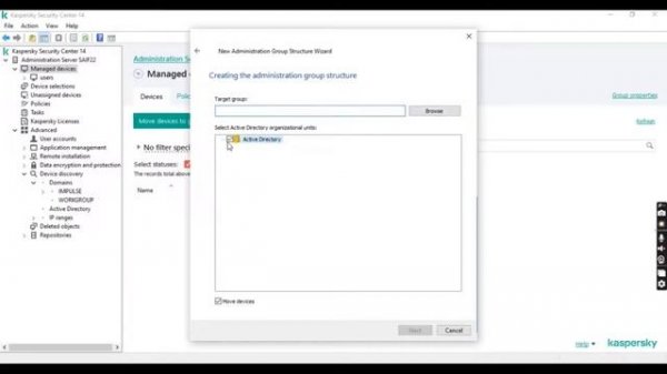 Kaspersky - Configure KSC to connect with domain and active directory structure