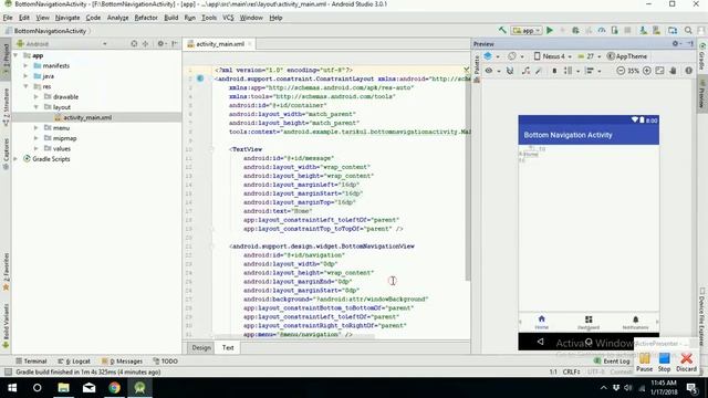 How to create BottomNavigation Activity in android studio 3 .0 смотреть онлайн