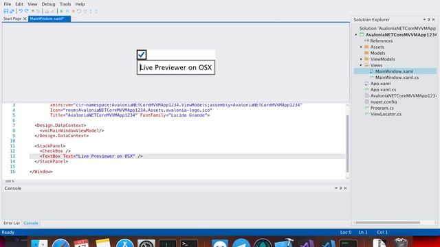 AvalonStudio OSX Live / Interactive XAML Previewer смотреть онлайн