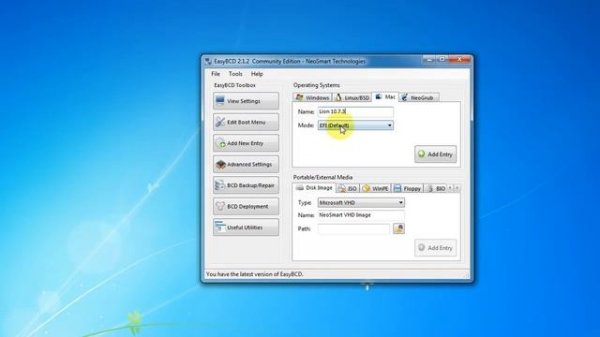 Set up dual boot Windows 7 and Lion 10.7.4 with EasyBCD 2.1.2
