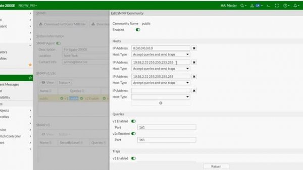 Fortinet Fortigate: Configuring SNMP